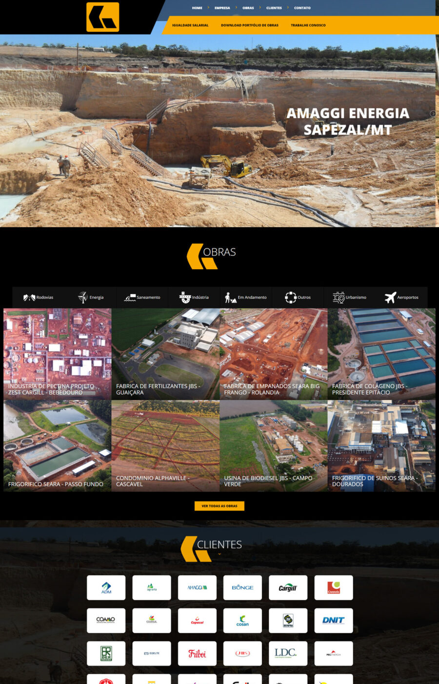 Página do site Cava Engenharia