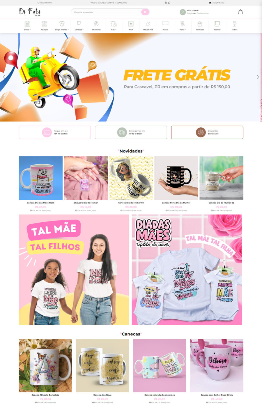 Página do site Difabi Store