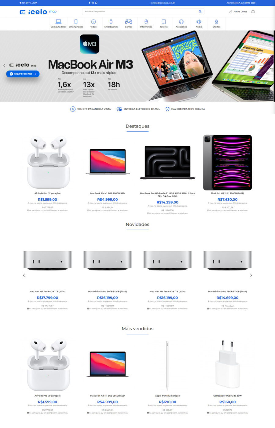 Página do site Icelo Shop