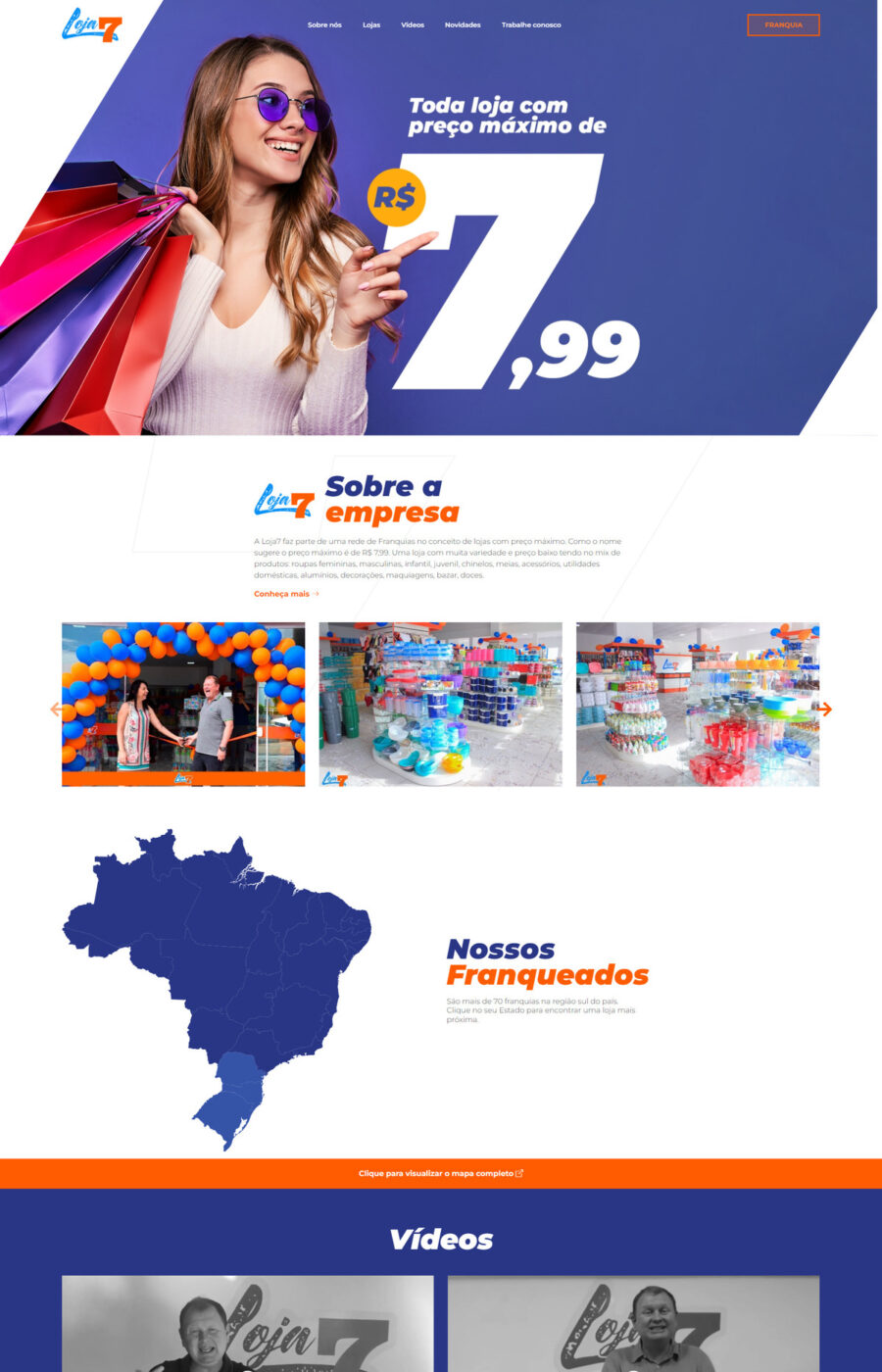 Página do site Loja 7