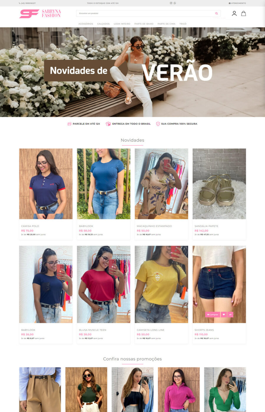 Página do site Sabryna Fashion