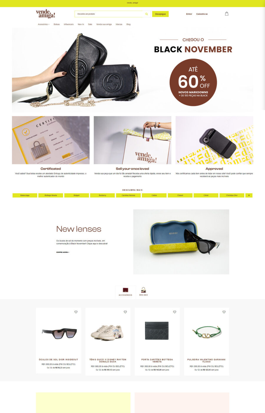 Página do site Vende Amiga